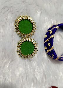 Handcrafted Indian Bangles &amp; Earrings Set