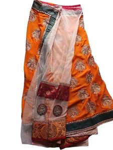 Elegant Orange Designer Saree with Heavy Border &amp;