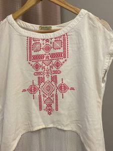 Print White Tunic Top