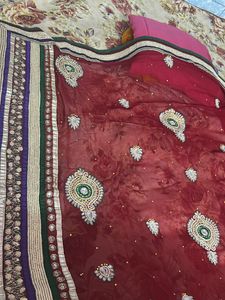 Red Embroidered Saree