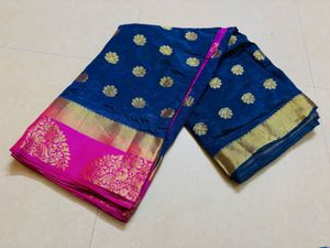 Elegant Blue &amp; Pink Saree with blouse