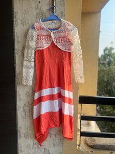 Lace Bolero Shrug With Orange Dress