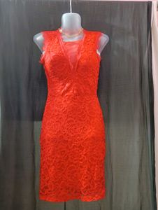 Red Lace Sleeveless Dress