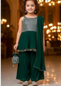 Adorable Green Girls' Kurta Set