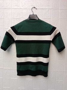 New with tag Korean Striped Green Tee