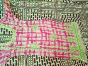 Punjabi Suit With Dupatta Parrot And Pink Combinat