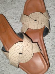 Beige Braided Slides