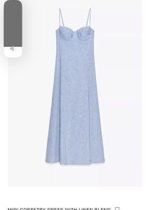 Blue Linen Slit Maxi Dress