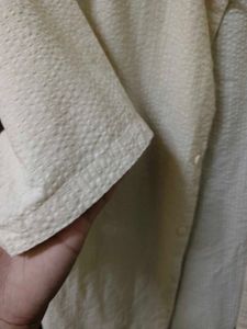 Cream Texture Camp Collar Shirt