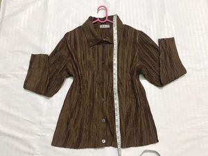 Vintage Pleated Brown Blouse 34/36/38