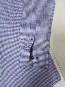 Checked Polyester Blue Shirt
