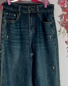 Embellished Wide Leg Jeans