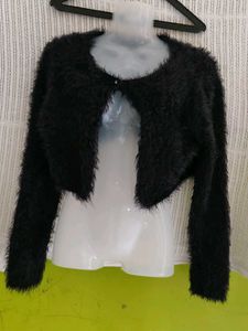 H&M Fluffy Black Cropped Cardigan