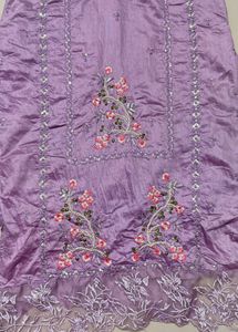 Lavender Embroidered Kurti Set