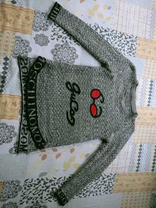 Graphic Print Knit Sweater
