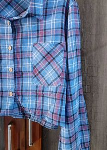 Plaid Crop Shirt Top For Women