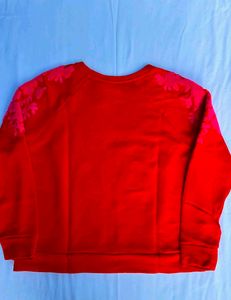 Red Floral Embroidered Sweatshirt