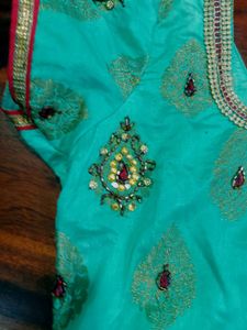 Green Reb Combination Kurti Set
