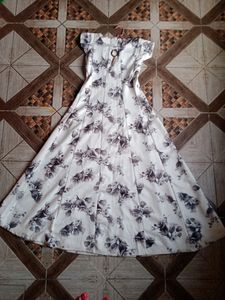 White Colour Floral Long Gown