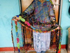 Embroidered Net Dupatta