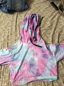 Tie Dye Hoodie Casual Cropped
