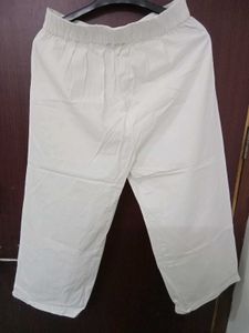 Women White Twill Parallel Trouser