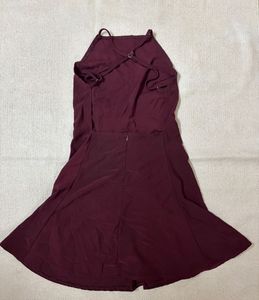 Wine Red Hot Mini Back Cross Dress♨️