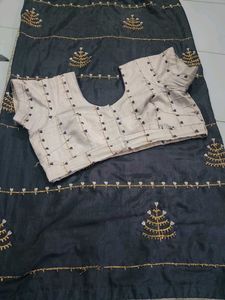 &#39;Navy Blue&#39; Gotta Patti Sarees With Blouse