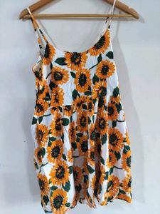 Sunflower Print Sundress, Back Patterned