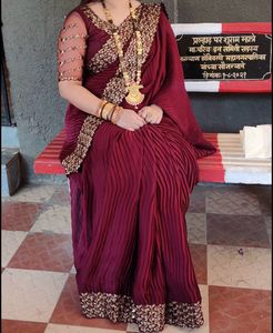 Elegant Maroon Sequin Saree