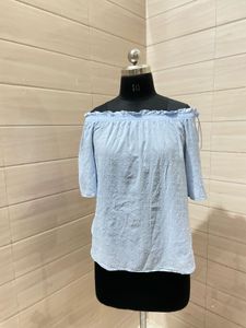 H&M New Blue Off-Shoulder Top