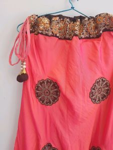 Vintage Coral Button-Down Lehenga