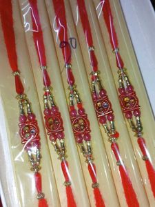 Red &amp; Gold Rakhi Set (5)