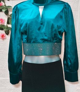 Size S/M  🎁Buy 2 Get 1 Free 🎁 Teal Sparkle Satin
