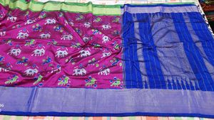 Silk Saree with Elephant Print