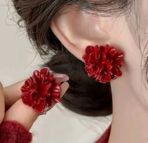 Red Flower Earrings