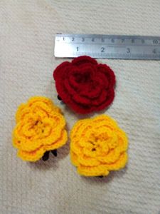 Handmade Flower Crochet Hair Clips.