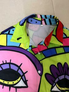 Abstract Face Print Button-Down Shirt