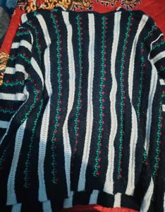 Floral Striped Knit Sweater