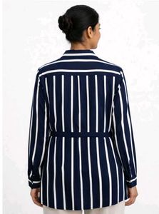 L.O.V Striped Shirt Dress with Tie