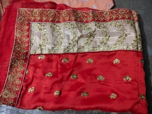 Red Heavy Bordered Saree