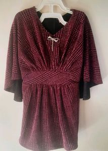 Girls Maroon Plaid Dress
