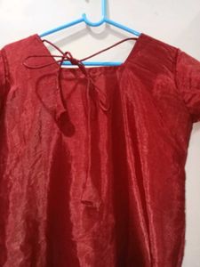 Burgundy &amp; Gold Embroidered Dress