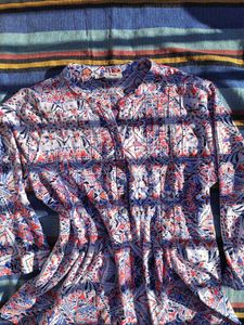 Patterned Top with Flared Sleeves