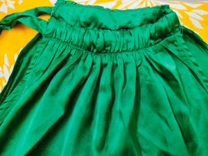 Green Halter Neck Satin Blouse