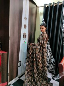 Party Wear Black Full Work Saare