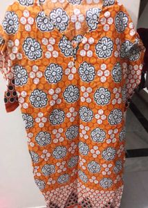 Flower Prints Cotton Yellow Kurta