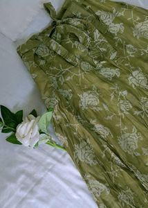 Olive Organza Silk Skirt