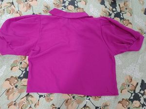 Magenta Collar Stylish Top