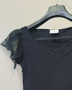 NEXT Black Lace Sleeve Top